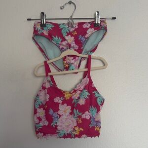 art class Pink Floral tank and bikini